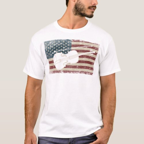 Violin Violinist Violin American Flag Usa American T_Shirt