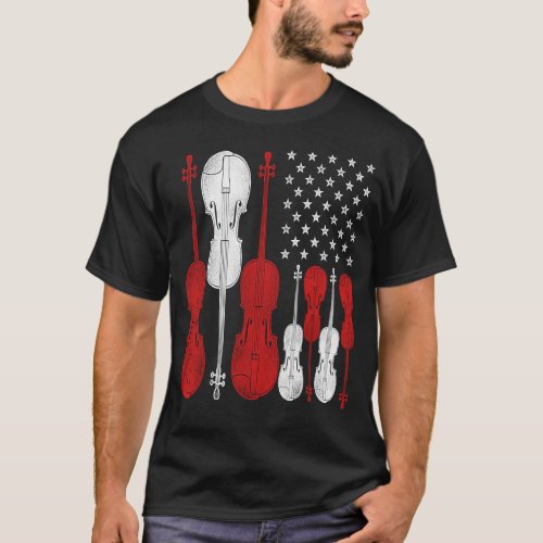 Violin Violinist Violin American Flag Usa American T_Shirt
