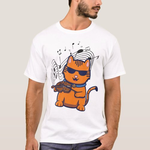 Violin Violinist Violin Cat Jazz Cat T_Shirt