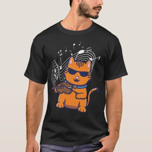 Violin Violinist Violin Cat Jazz Cat T_Shirt