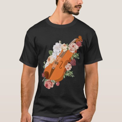 Violin Violinist Violin Flower Flower Floral Rose T_Shirt