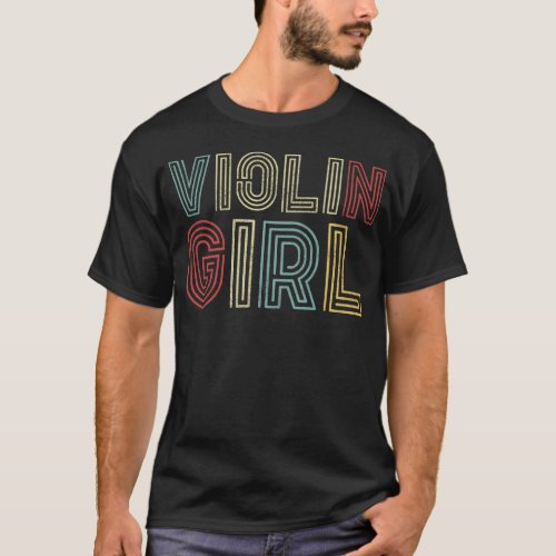 Violin Violinist Violin Girl Girl Retro T_Shirt