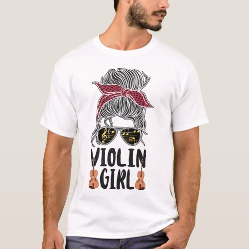 Violin Violinist Violin Girl Girl Sunglasses T_Shirt