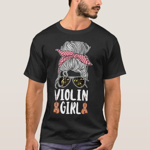 Violin Violinist Violin Girl Girl Sunglasses T_Shirt