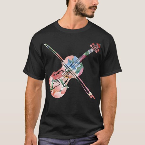 Violin Violinist Violin Tropical Flower Tropical T_Shirt