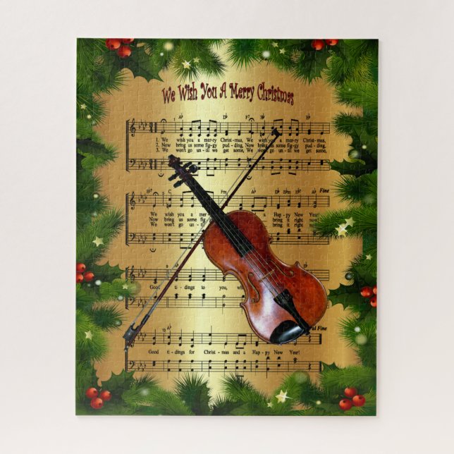 Violin ~ “We Wish You A Merry Christmas” ~  Jigsaw Puzzle (Vertical)