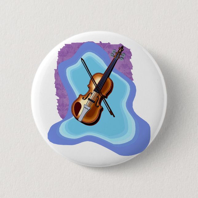Violin with Blue background graphic image Pinback Button (Front)