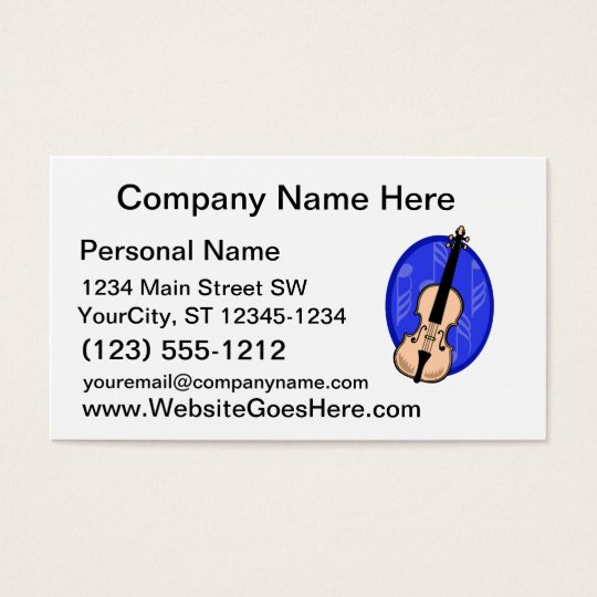 Violin With Blue Notes Background Business Card