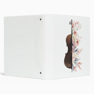 Violin with flowers. 3 ring binder