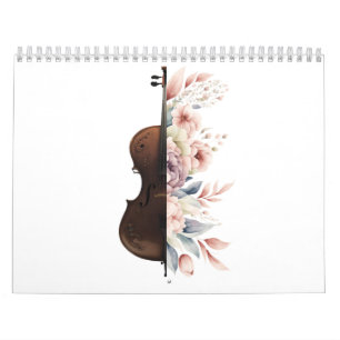 Violin with flowers. calendar