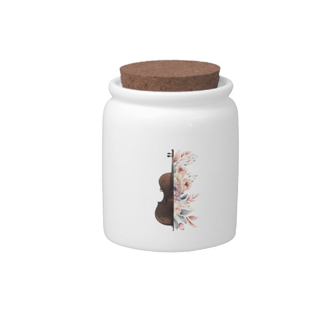 Violin with flowers. candy jar (Front)