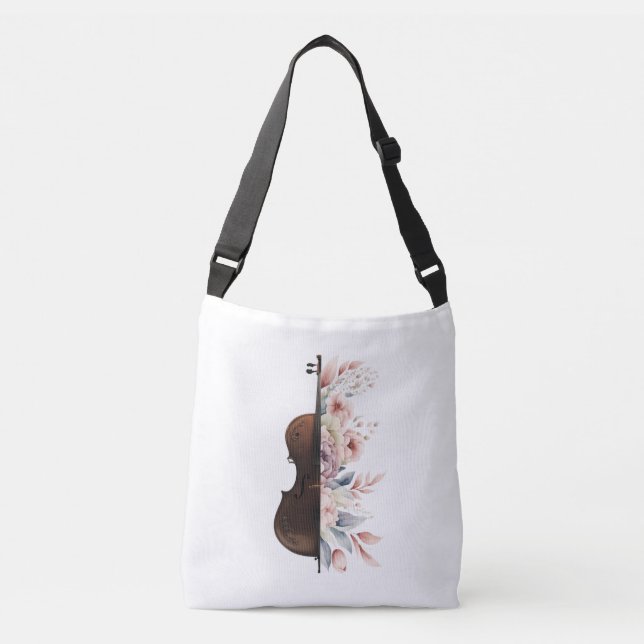 Violin with flowers. crossbody bag (Front)