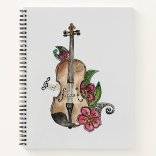 Violin with Flowers design on a Notebook / Journal