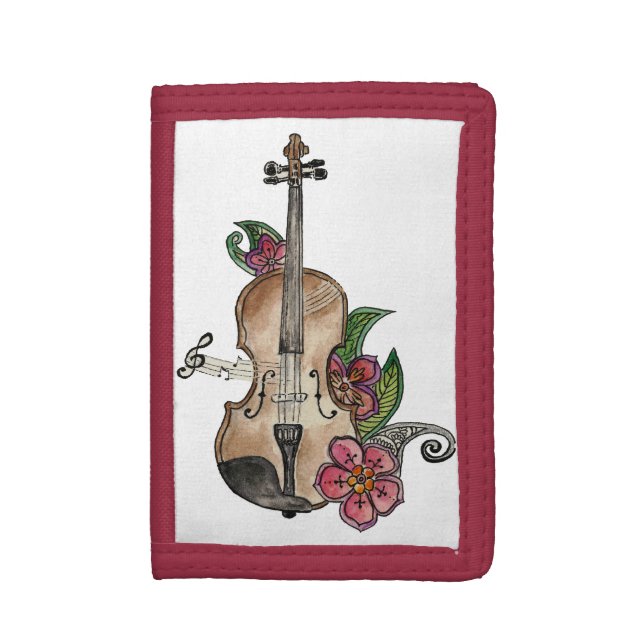 Violin with Flowers design on a Photo Wallet (Front Vertical)