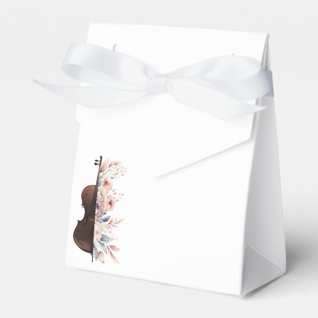 Violin with flowers. favor boxes (Front Side)