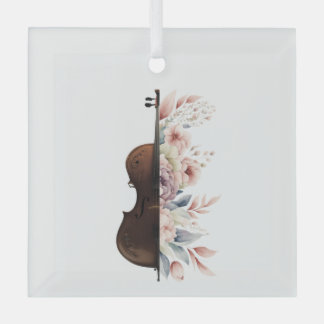 Violin with flowers. glass ornament