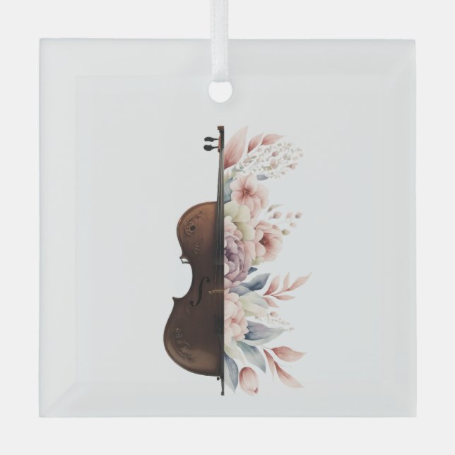 Violin with flowers. glass ornament (Front)