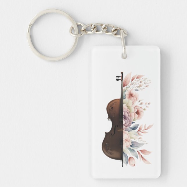 Violin with flowers. keychain (Front)