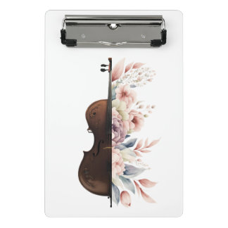 Violin with flowers. mini clipboard