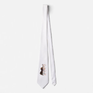Violin with flowers. neck tie