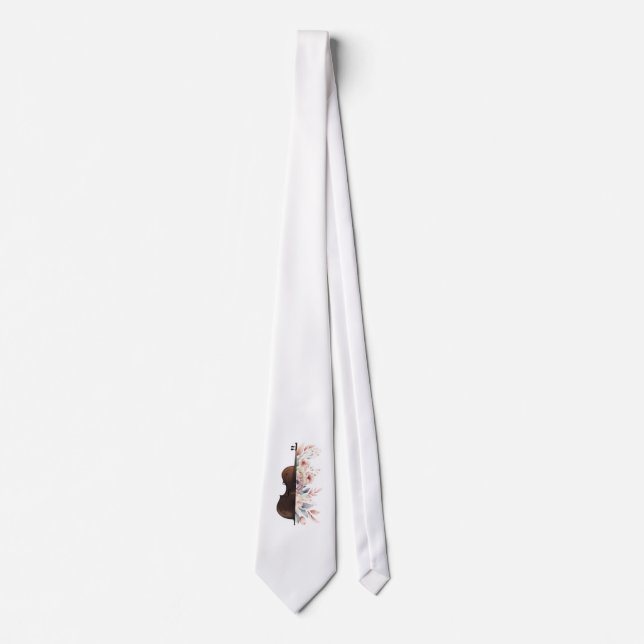 Violin with flowers. neck tie (Front)