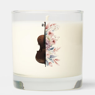Violin with flowers. scented candle