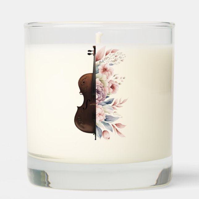 Violin with flowers. scented candle (Front)