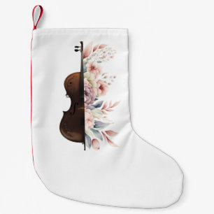 Violin with flowers. small christmas stocking