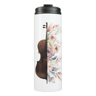 Violin with flowers. thermal tumbler