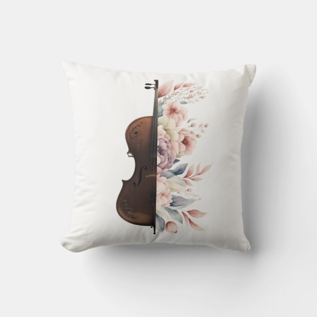 Violin with flowers. throw pillow (Front)