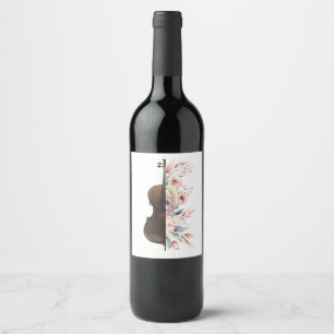 Violin with flowers. wine label