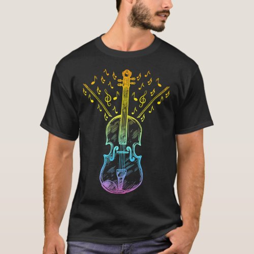 Violin With Flying Clef Notes Violin Play Violin T_Shirt