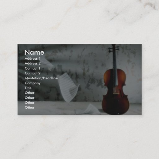 Customizable Violin with music sheets floating business card template