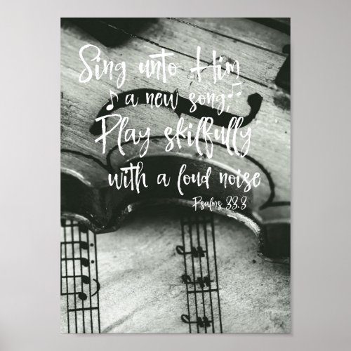 Violin with Psalms Bible Verse Poster
