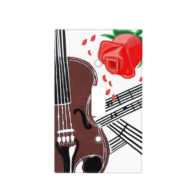 Violin with Rose Sheet Music Light Switch Cover (Front)