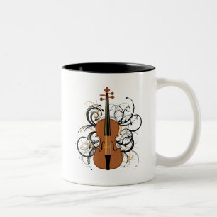 Violin with Swirls Two-Tone Coffee Mug
