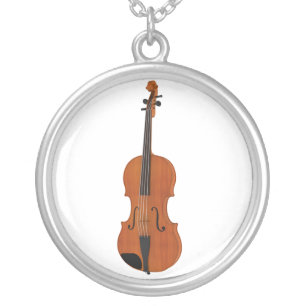 Violin with Traditional Wood Finish: Necklace
