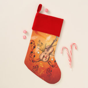 Violin with violin bow christmas stocking