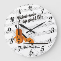 Violin - Without Music Life Would B Flat Clock