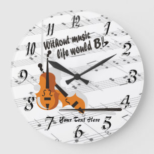Violin - Without Music Life Would B Flat Clock