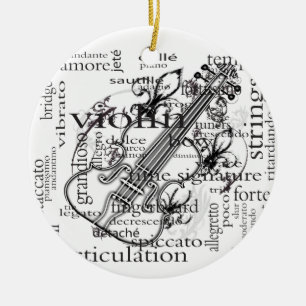 violin word cloud ornament