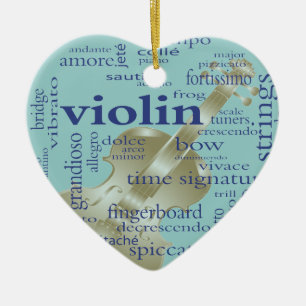 Violin Words Ceramic Ornament
