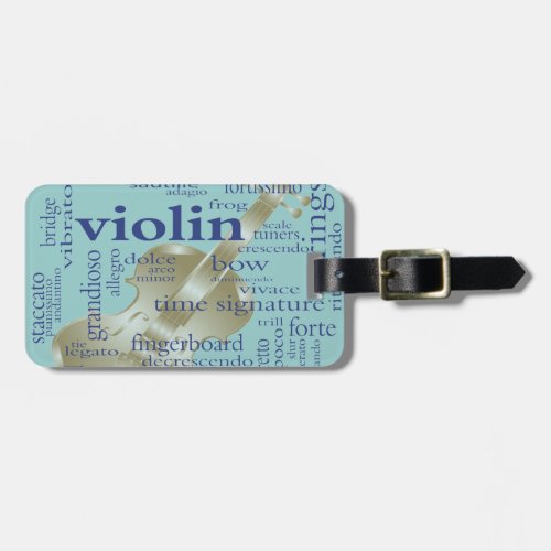 Violin Words Luggage Tag
