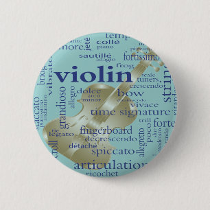 Violin Words Pinback Button