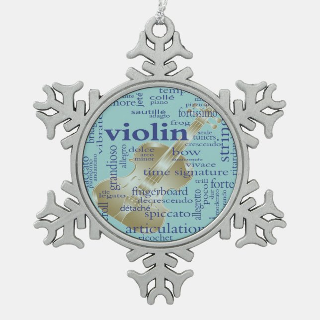 Violin Words Snowflake Ornament (Front)
