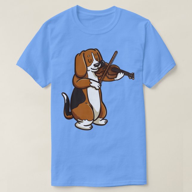 Violinist Beagle Dog Violin Player T-Shirt (Design Front)