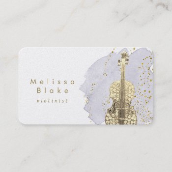 Violinist Blue Watercolor Business Card by musickitten at Zazzle