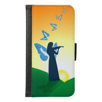 Violinist &amp; Butterfly Wallet Phone Case For Samsung Galaxy S6
