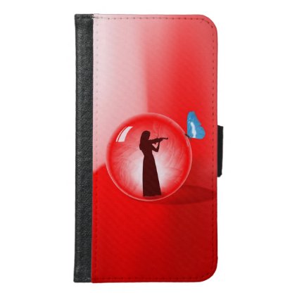 Violinist &amp; Butterfly Wallet Phone Case For Samsung Galaxy S6