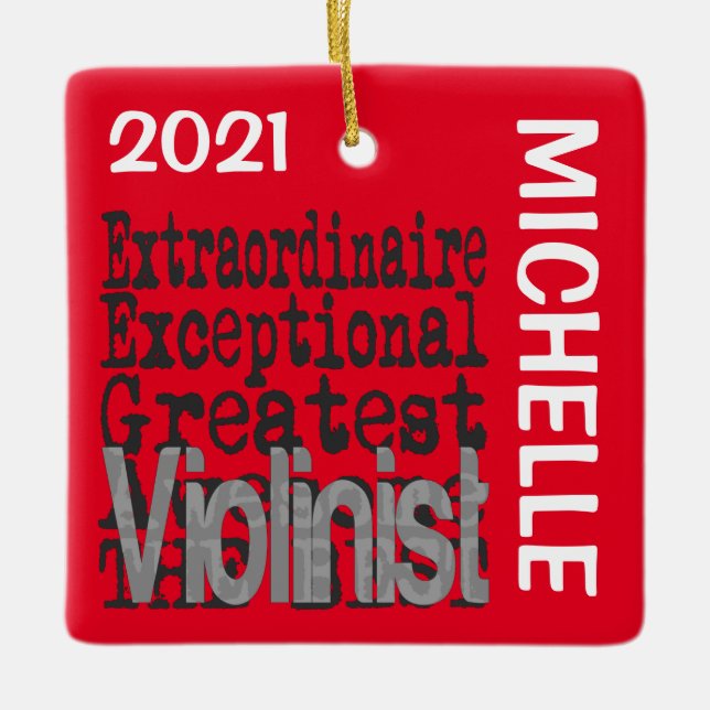 Violinist Extraordinaire CUSTOM Ceramic Ornament (Front)